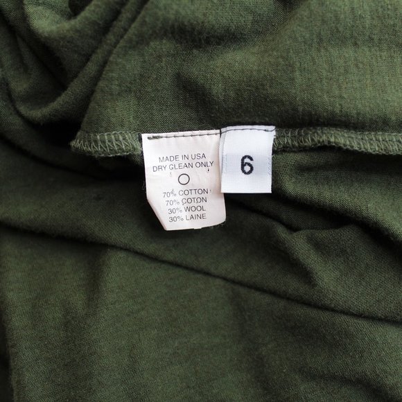 Gary Graham Green Knit Dress SZ 6 Wool Cotton Sleeveless Cowl Neck Layered Shift - Picture 12 of 12